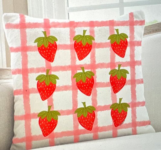 Gingham Strawberry Garden Flag