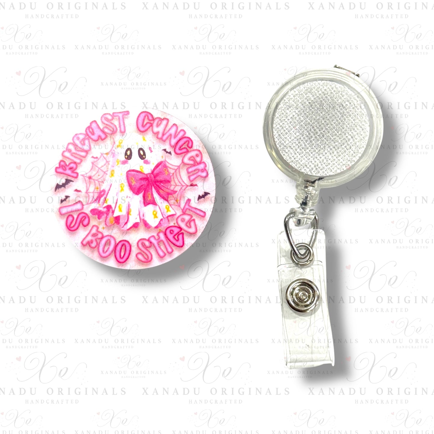 Breast Cancer is Boo Sheet Interchangeable Badge Button with Reel Option