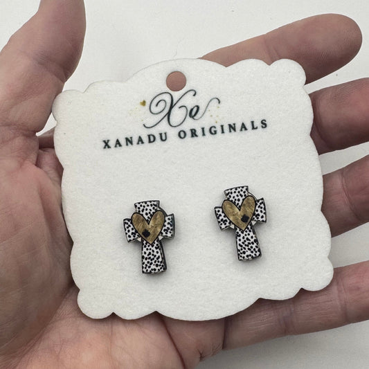 STUD Black and Gold Cross With Post