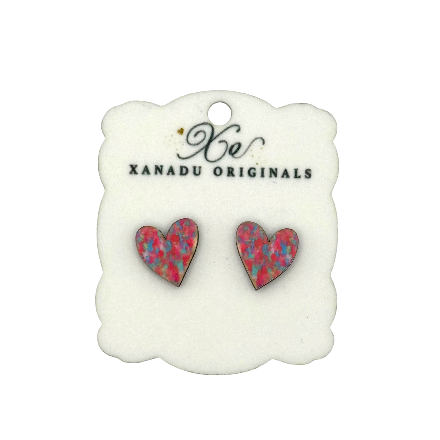 STUD Gold Foil Painted Pink Heart with Post