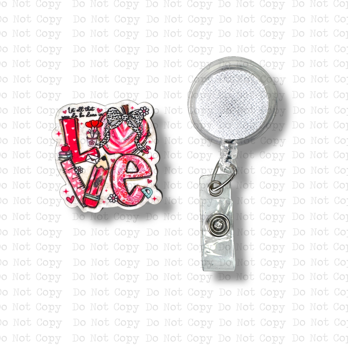 Teacher Valentine Interchangeable Badge Button with Reel Option