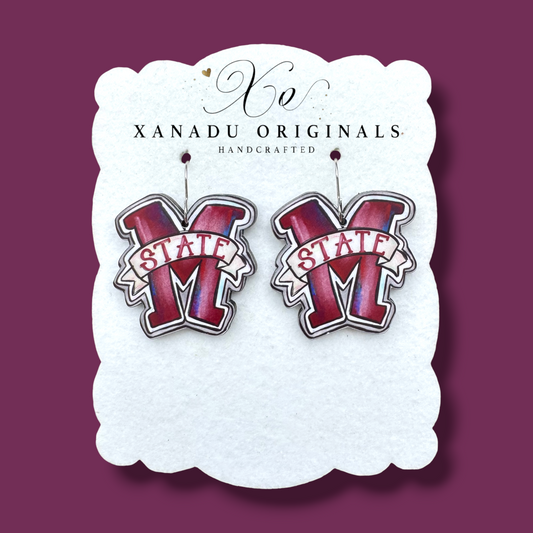 M State Banner Earrings