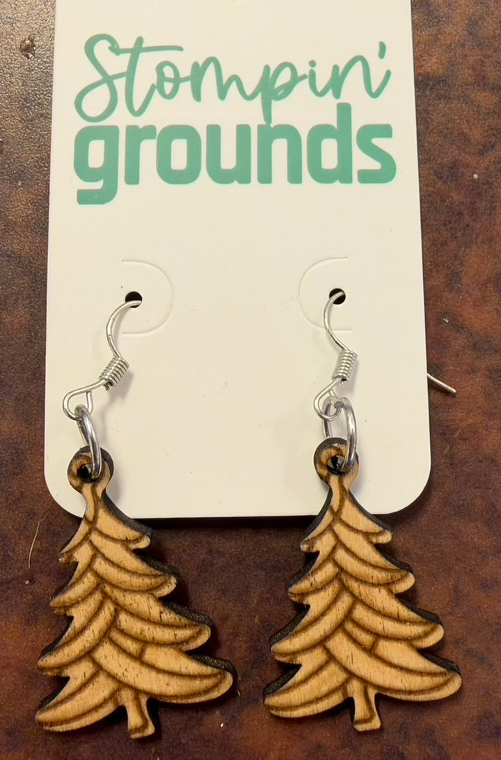 Christmas Wood Earrings