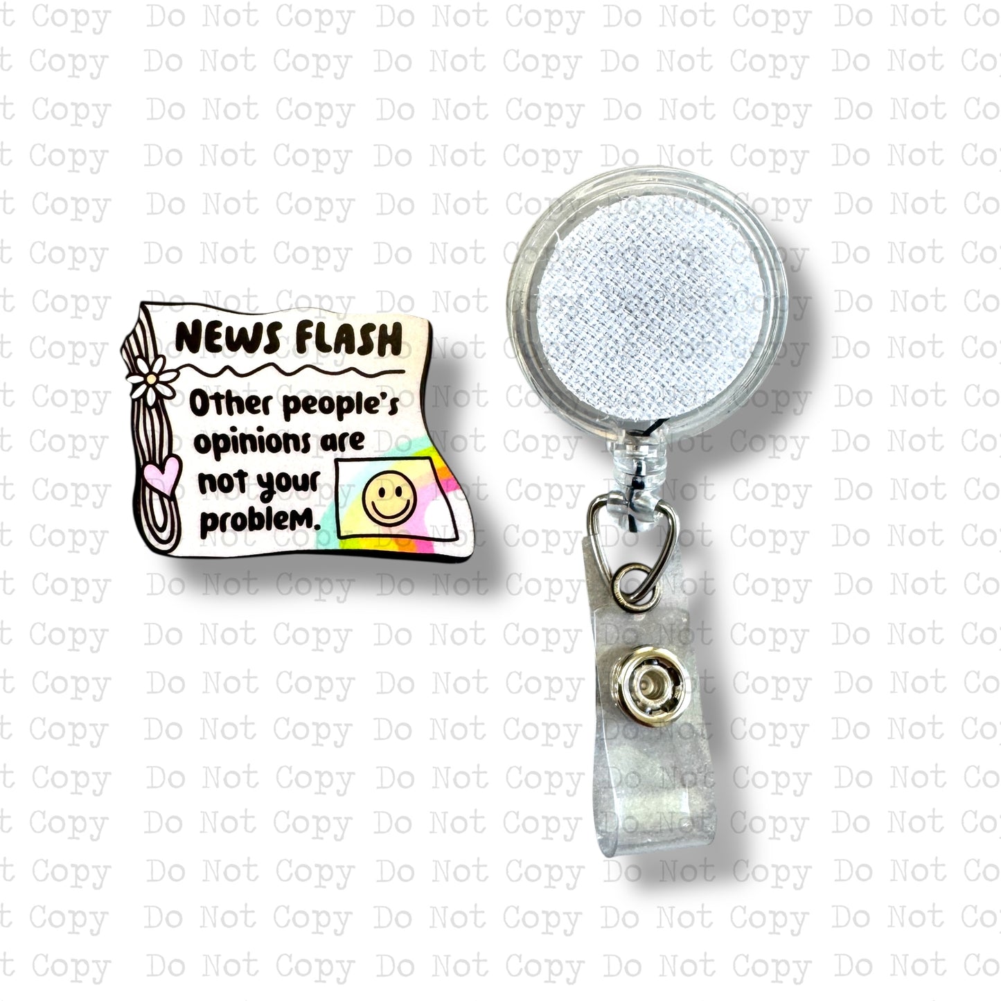 News Flash Interchangeable Badge Button with Reel Option