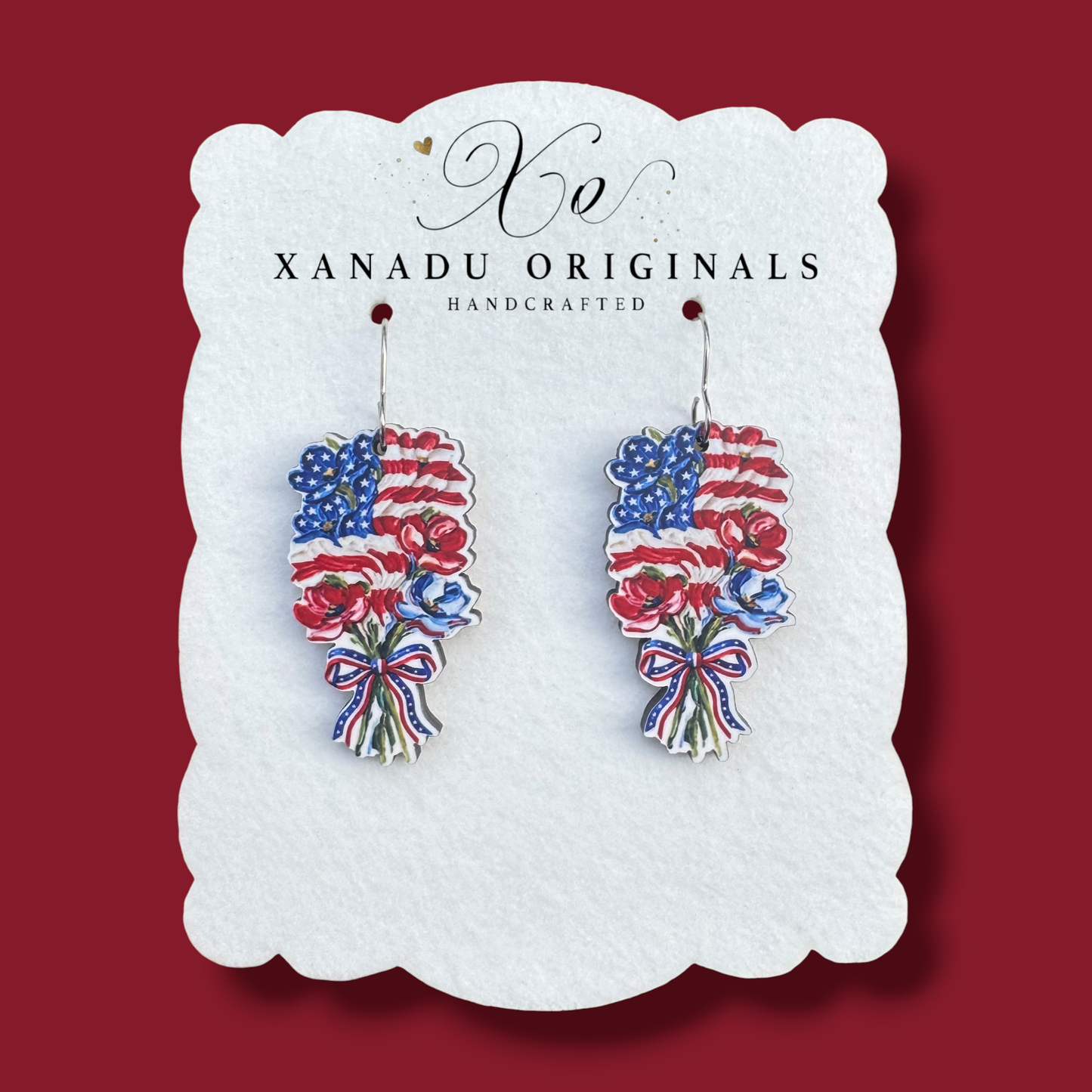 Flag Floral Bouquet Dangle Earrings