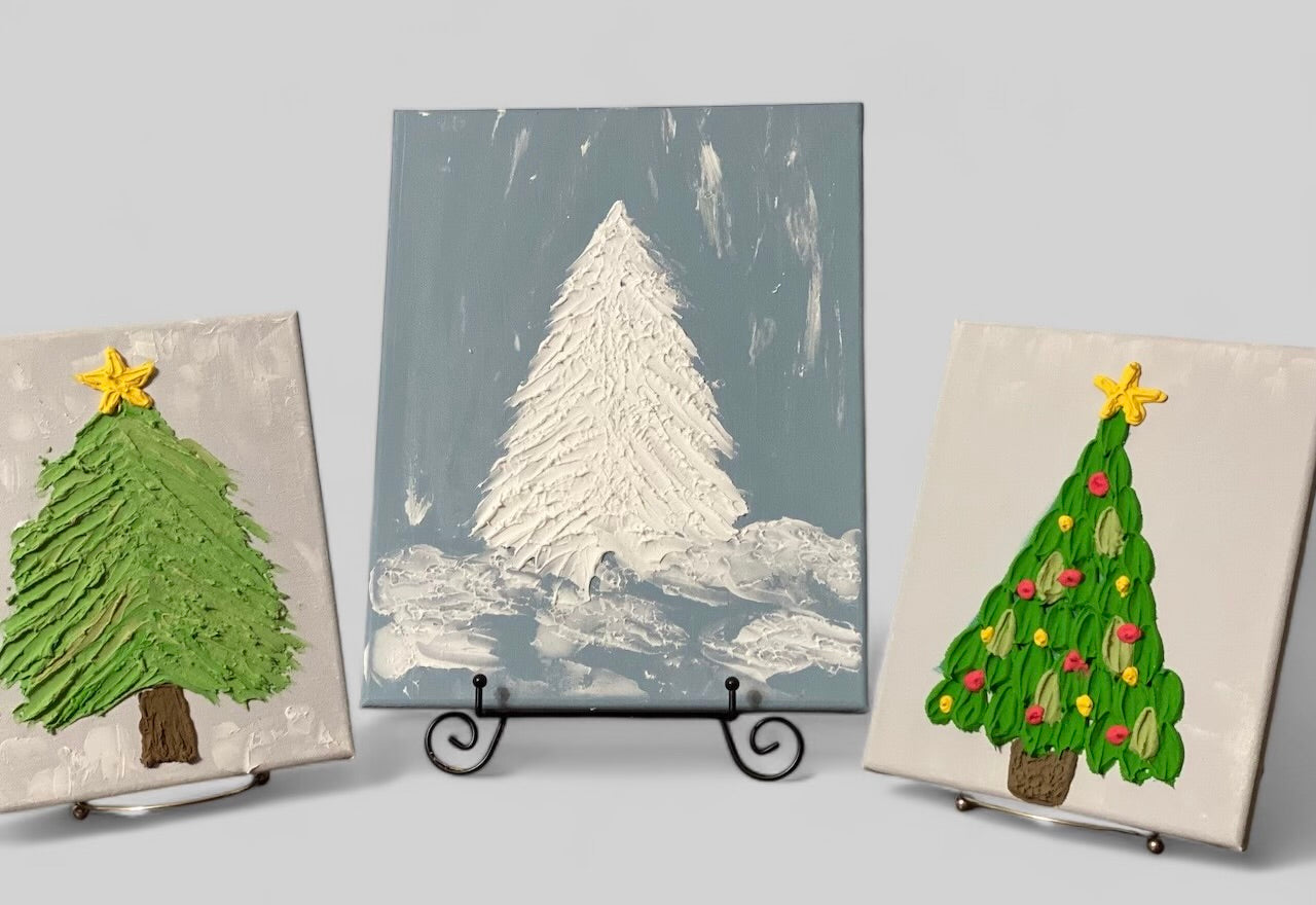 Textured Christmas Tree Painting  $35  11-25-24  6:00-8:00