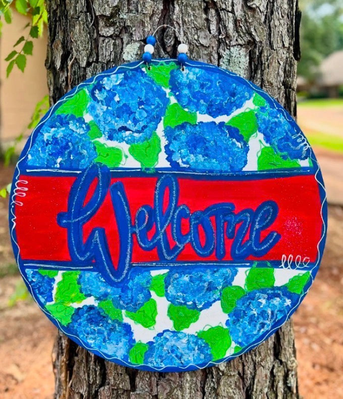 Red,White, and Blue Welcome Door Hanger  $50  6-20-26  10:00-12:00