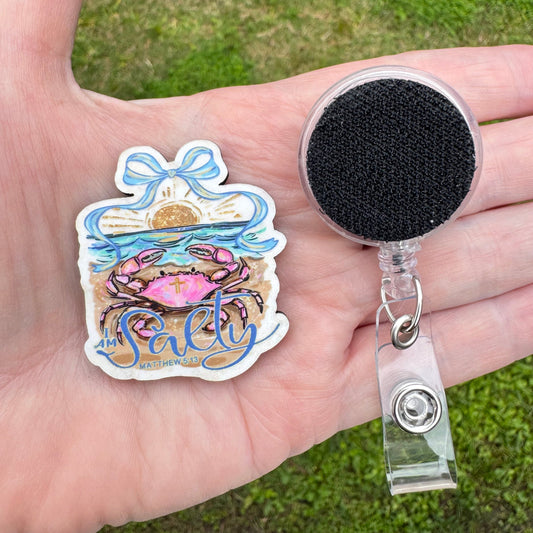 Salty Matthew 5 13 Interchangeable Badge Button with Reel Option