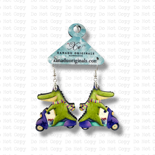 Mardi Alligator Crawfish Moped Earrings