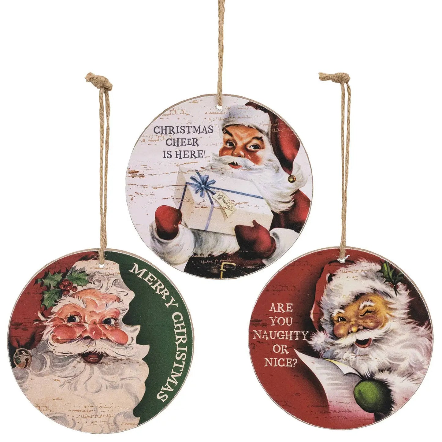 Vintage Santa Cheer Round Ornament