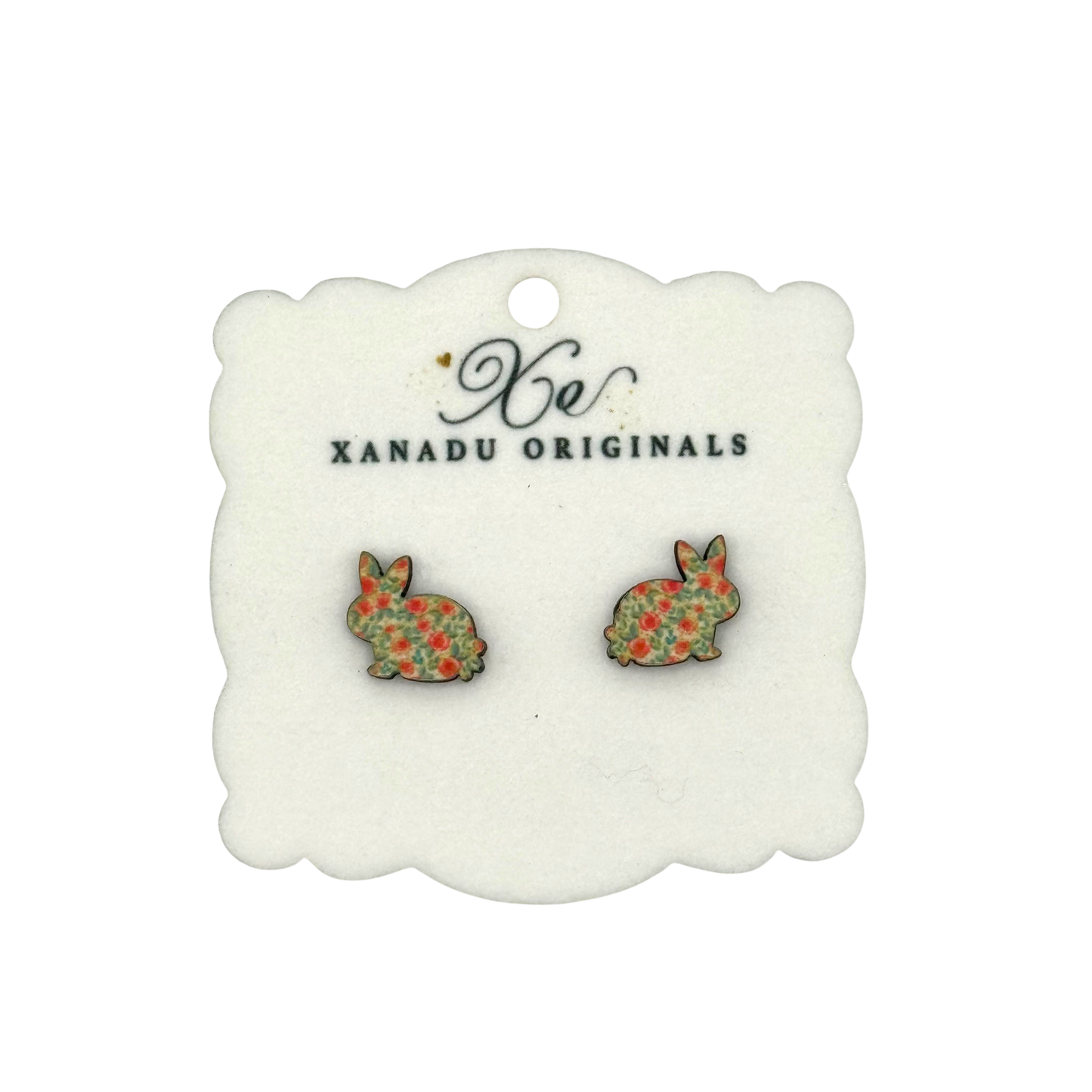 STUD Hand Drawn Floral Bunny With Post