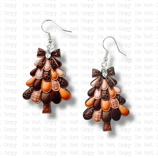 Leopard Patchwork Christmas Tree Earrings