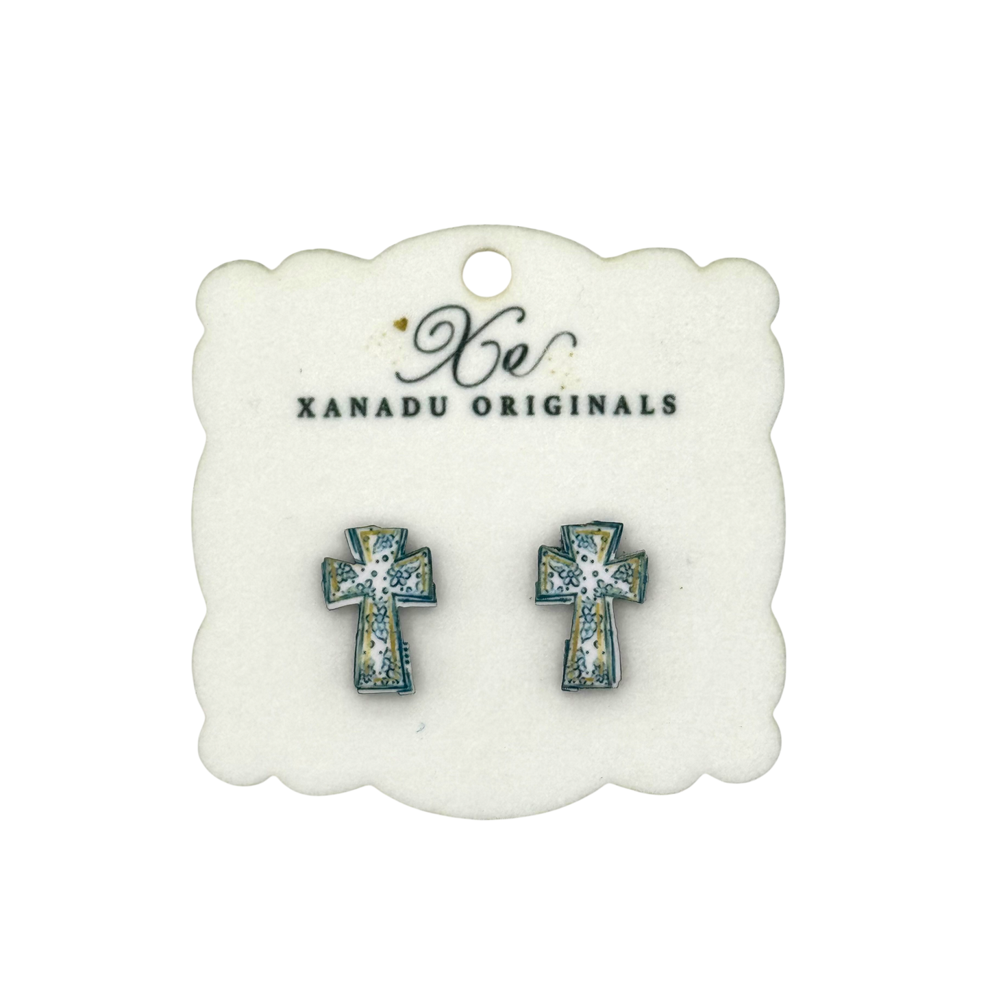 STUD Blue and White Cross With Post