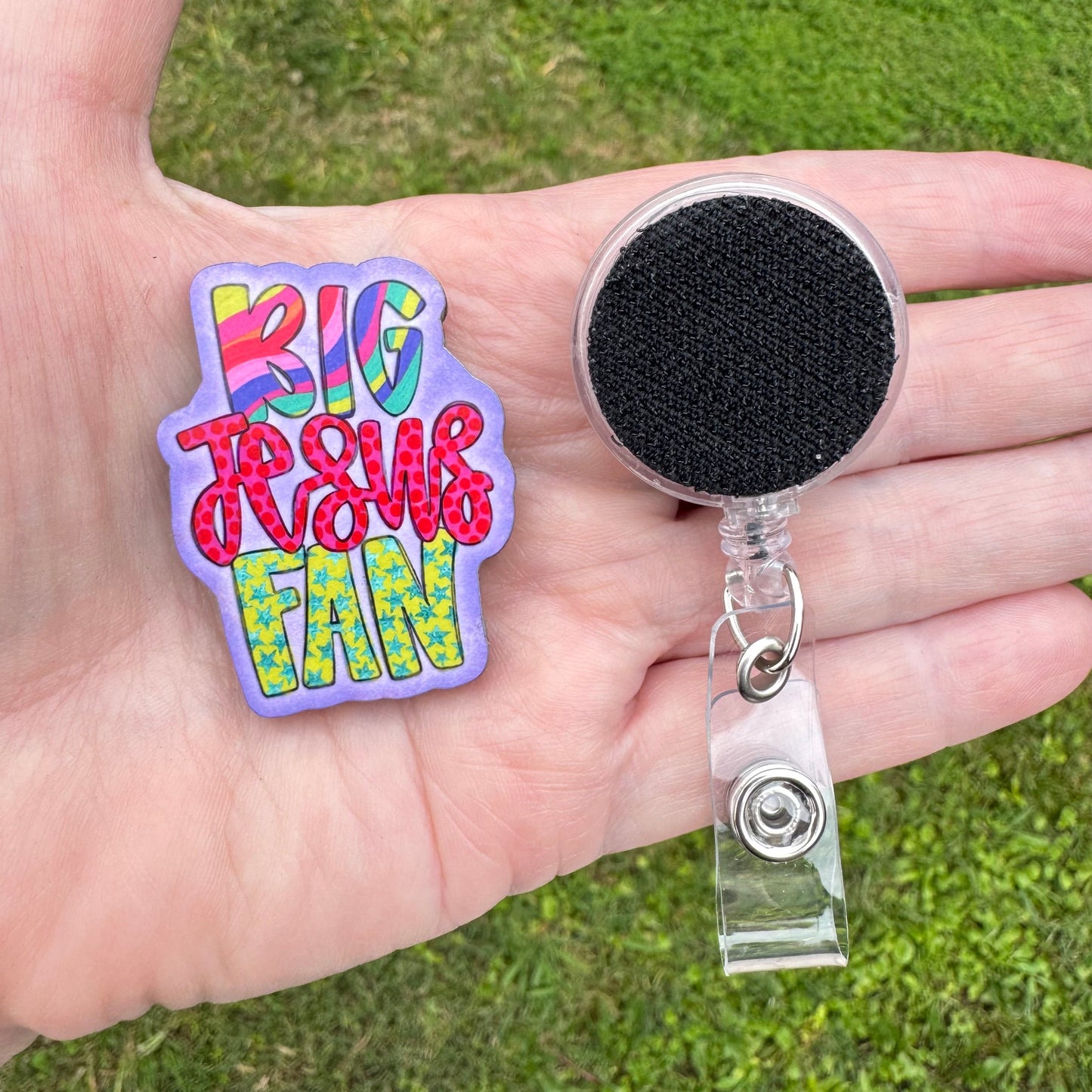 Big Jesus Fan Interchangeable Badge Button with Reel Option