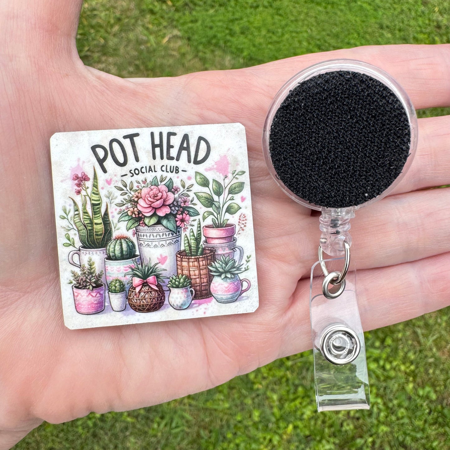 Pot Head Interchangeable Badge Button with Reel Option