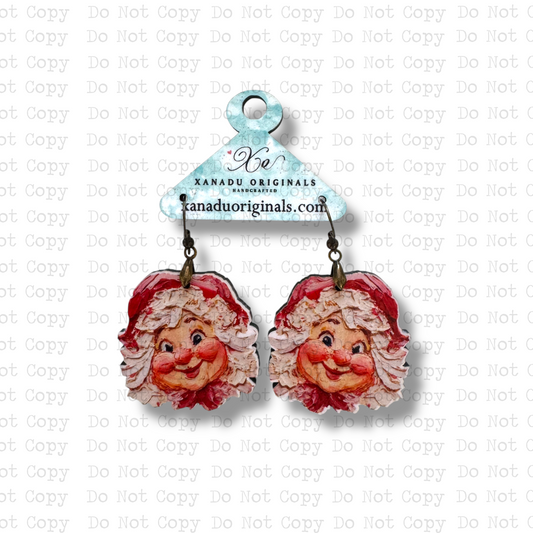 Hand Painted Mrs. Clause Earrings