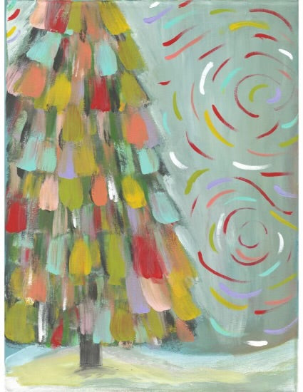 Abstract Christmas Tree Painting Class  $35  7-27-24  10:00-12:00