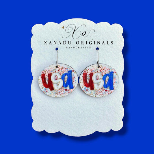 USA Oval Dangle Earrings