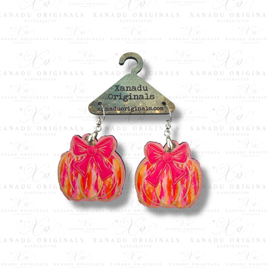 Pink and Orange Pumpkin Earrings