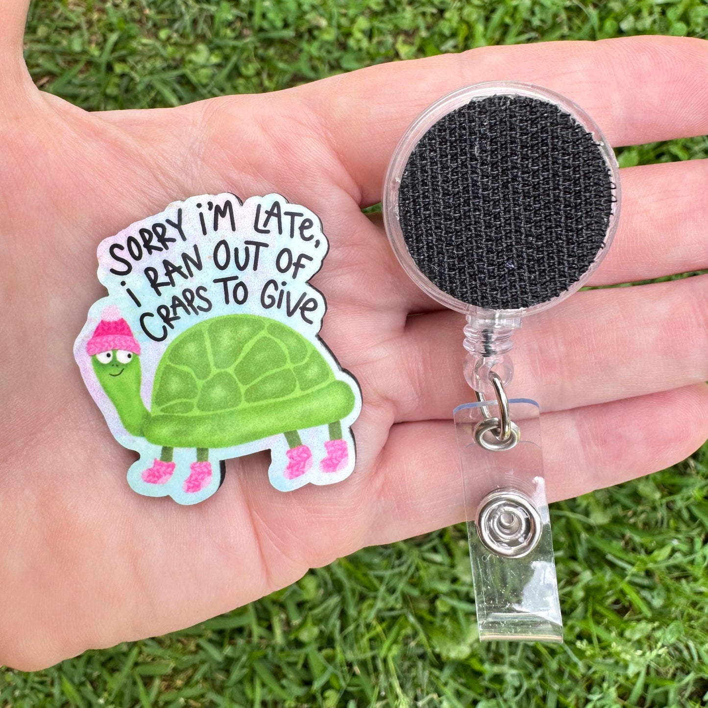Out Of Craps To Give Interchangeable Badge Button with Reel Option
