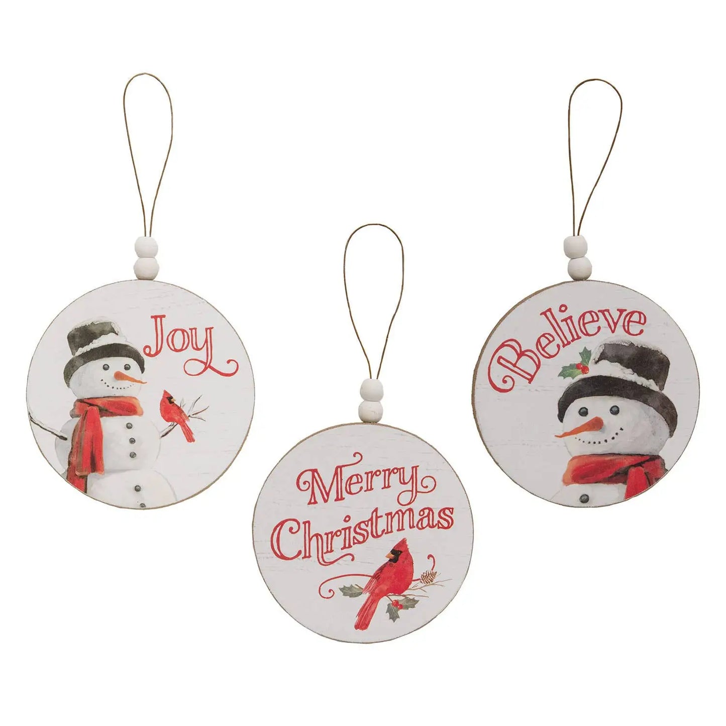 Winter Word Snowman Round Beaded Ornament