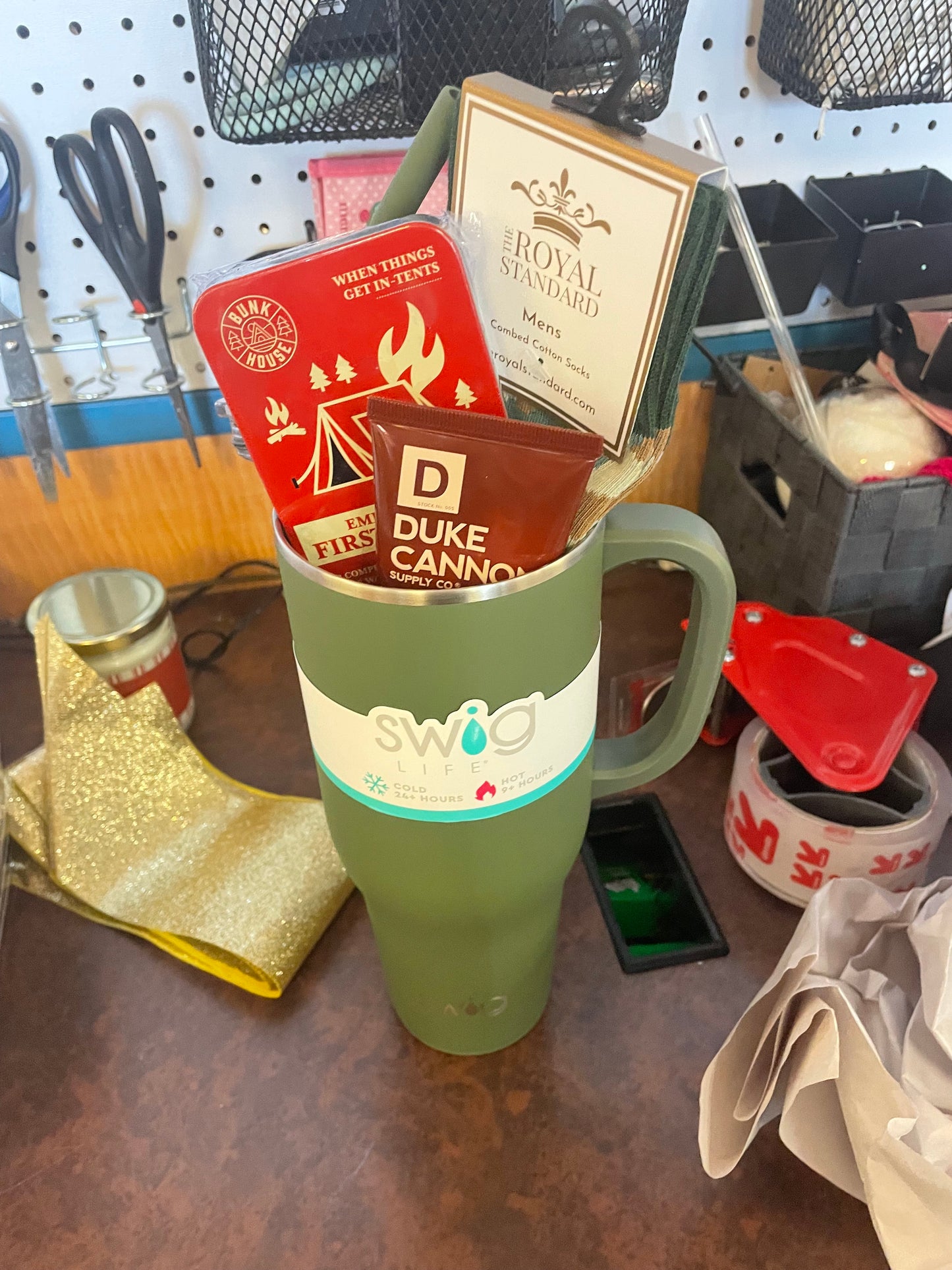 mens valentines green cup goodies