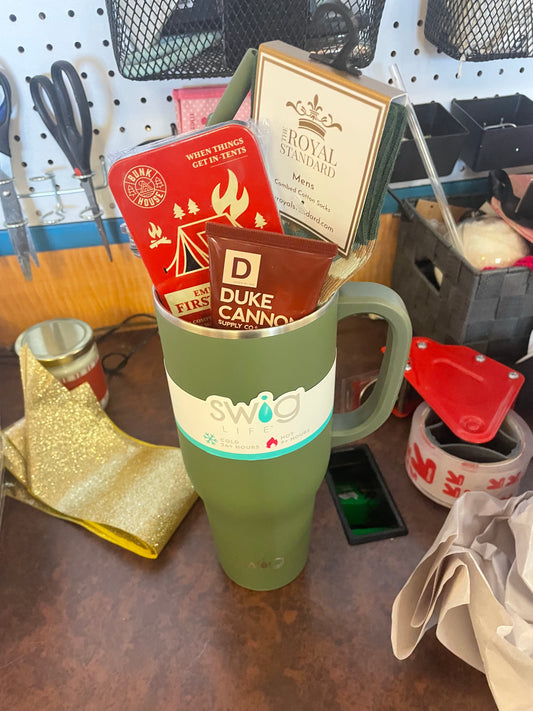 mens valentines green cup goodies