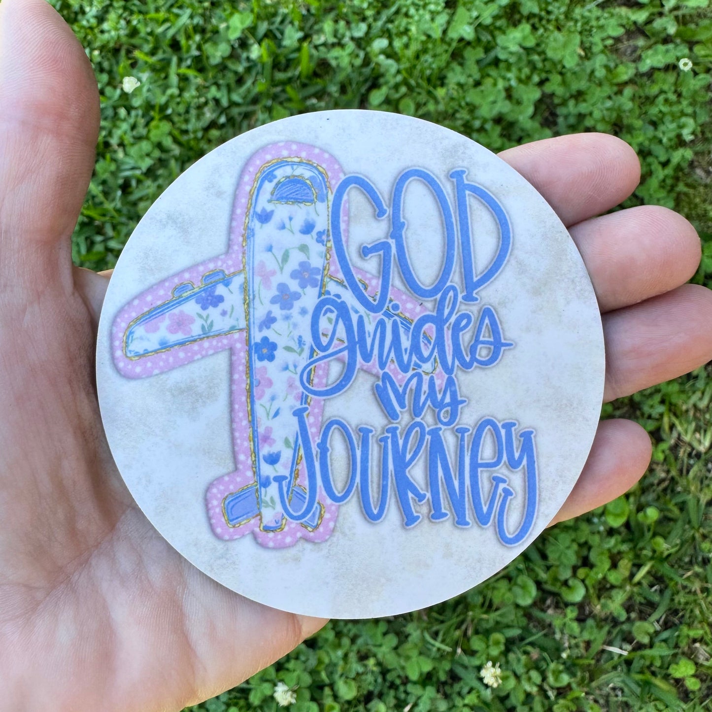 God Guides My Journey Floral Airplane Coaster