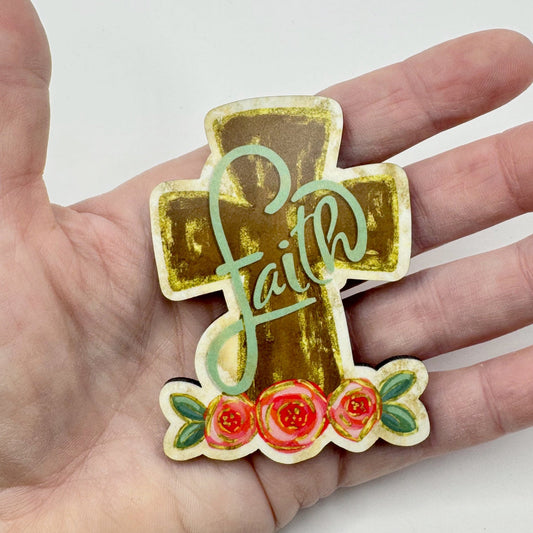 Floral Faith Cross Magnet