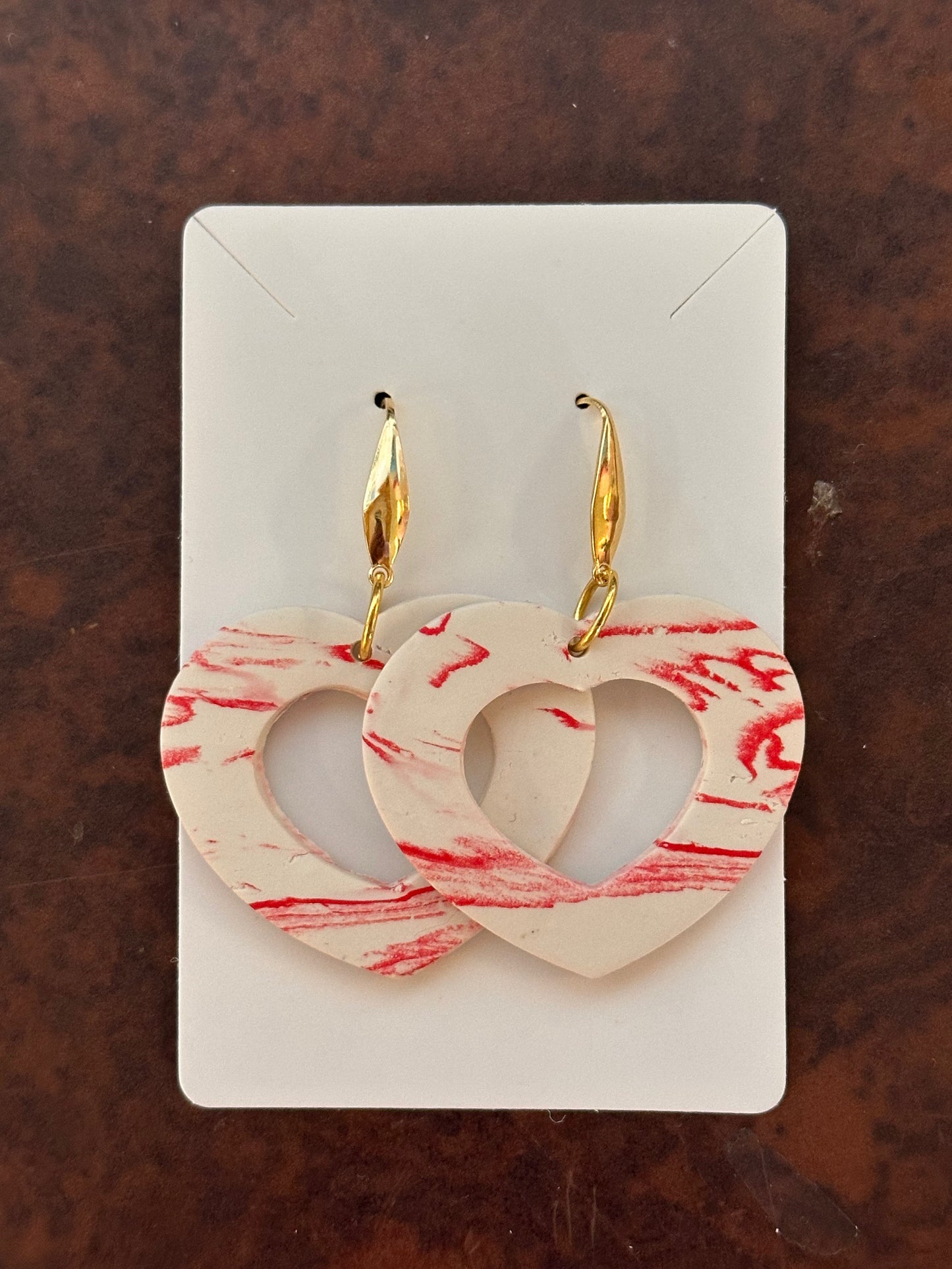 White Heart Cut Out Swirl Drop Earrings