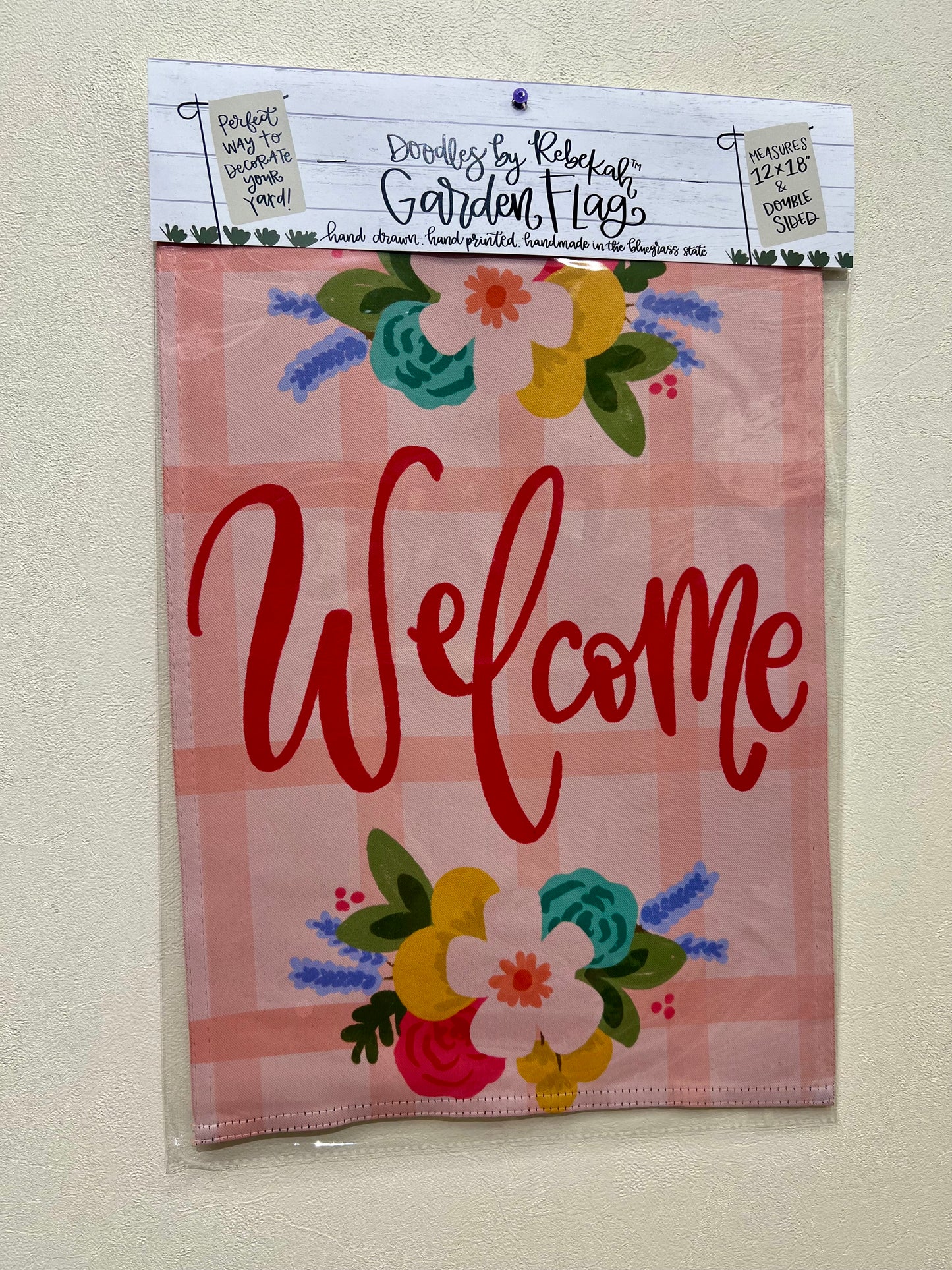 Welcome Pink Garden Flag