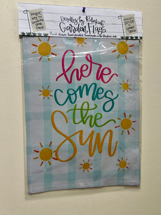 Colorful Here Comes the Sun Garden Flag