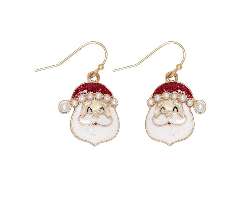 Pearl Santa Head Earrings