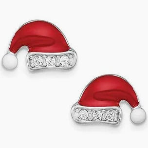 Gold Santa Hat Stud Earrings
