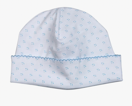 Blue Dots & Blue Trim Pima Beanie