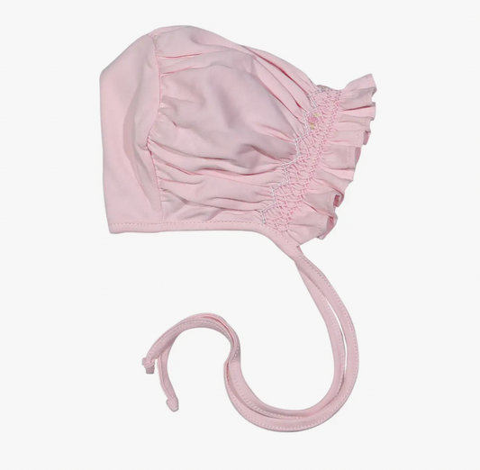 Cathy Pink Hand Smocked Pima Bonnet