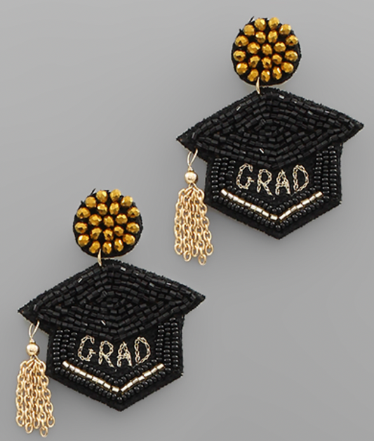 Beaded Graduation Cap Earrings