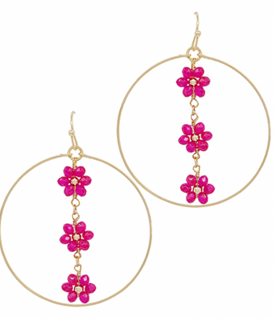 Flower Drop Round Hoops