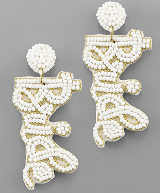White Pearl Beaded Bride Earrings