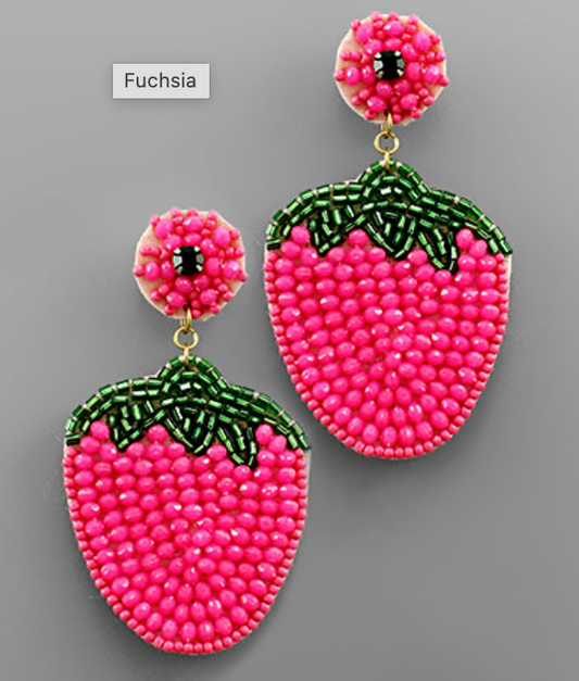 Strawberry Beaded Earrings