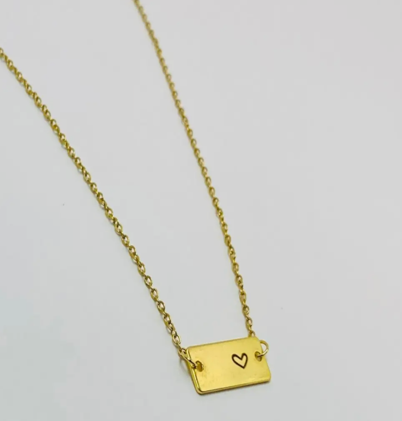 Gold Heart Bar Necklace