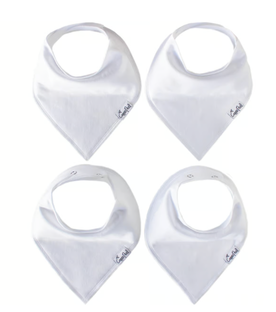 White Basics Baby Bandana Bib Set (4-pack)