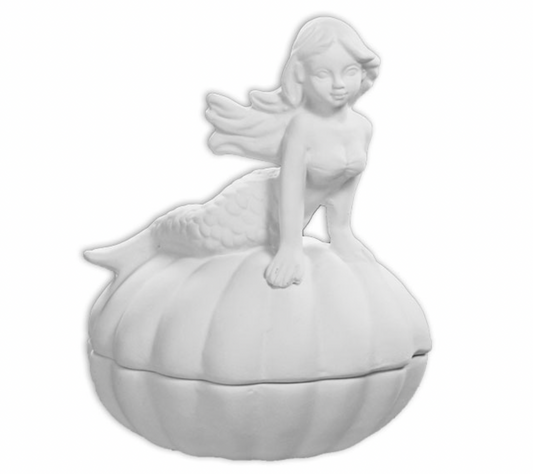 Ceramic Mermaid Shell Box