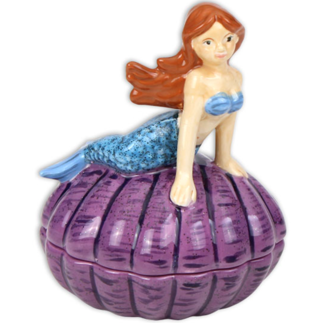 Ceramic Mermaid Shell Box