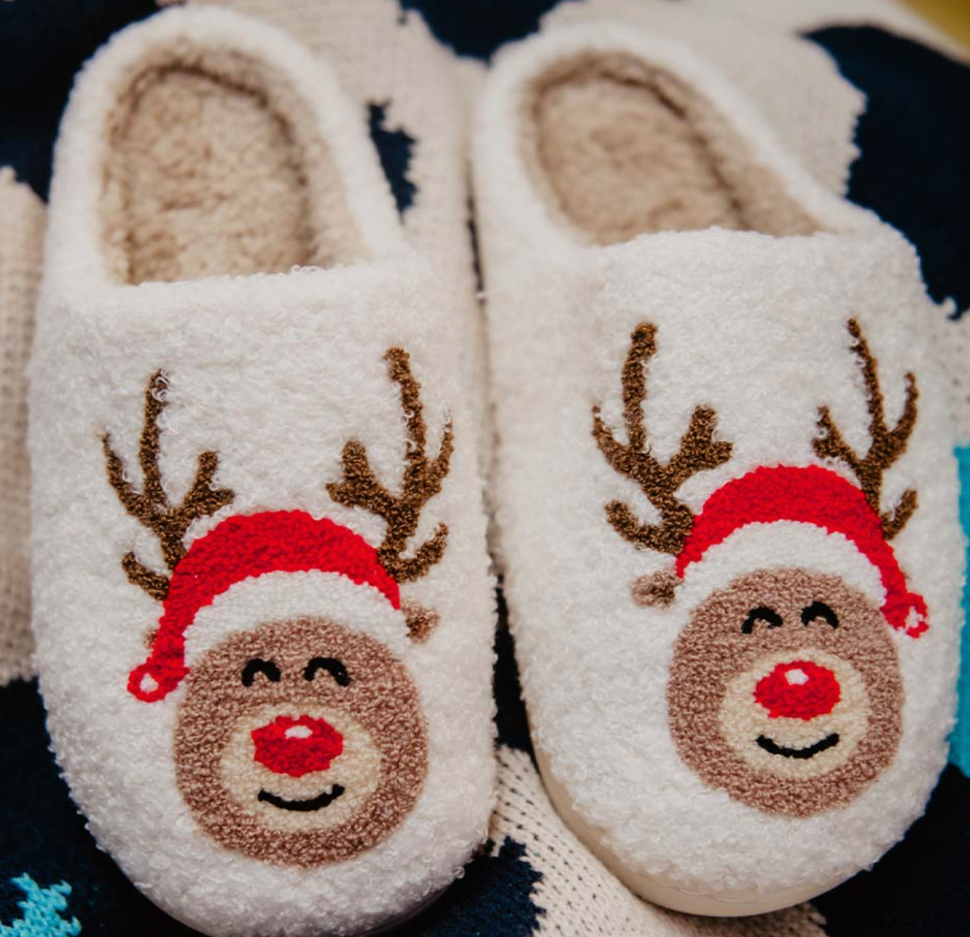 Reindeer Red Nose Slippers