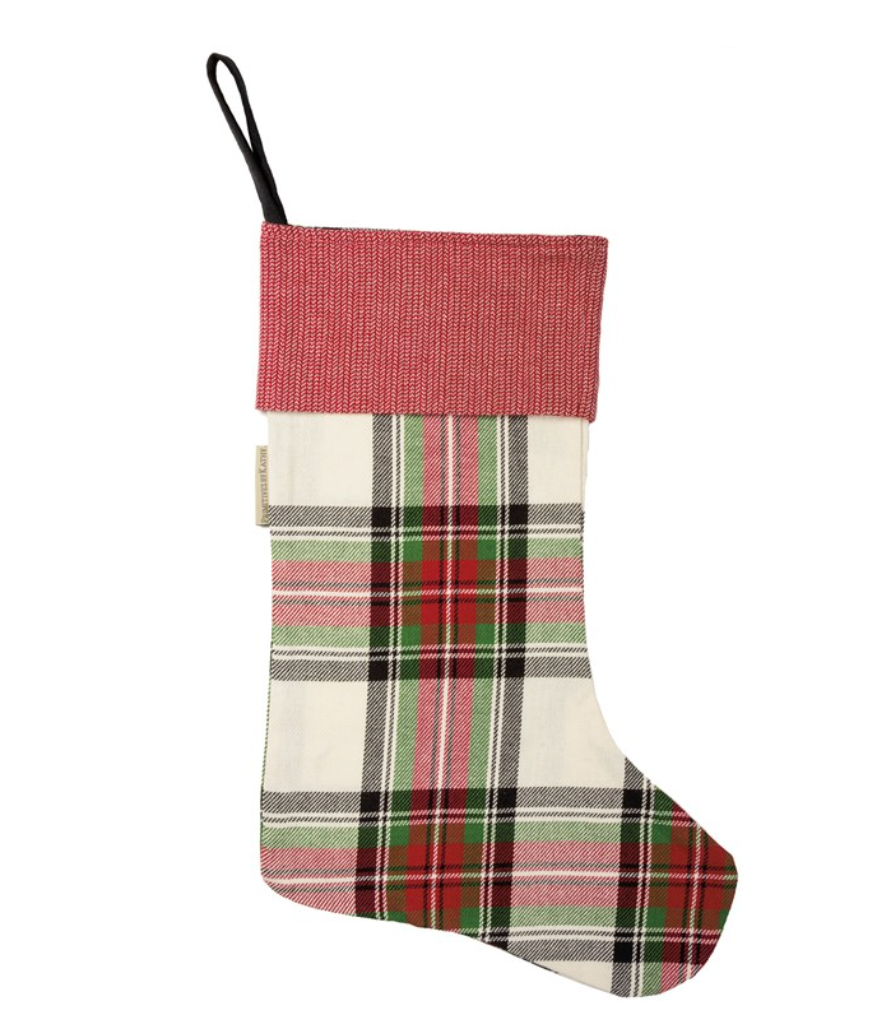 Cream Plaid Stocking