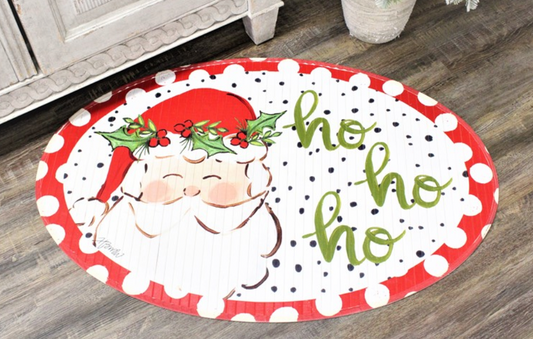 Haley Bush Santa Face Oval Bamboo Mat