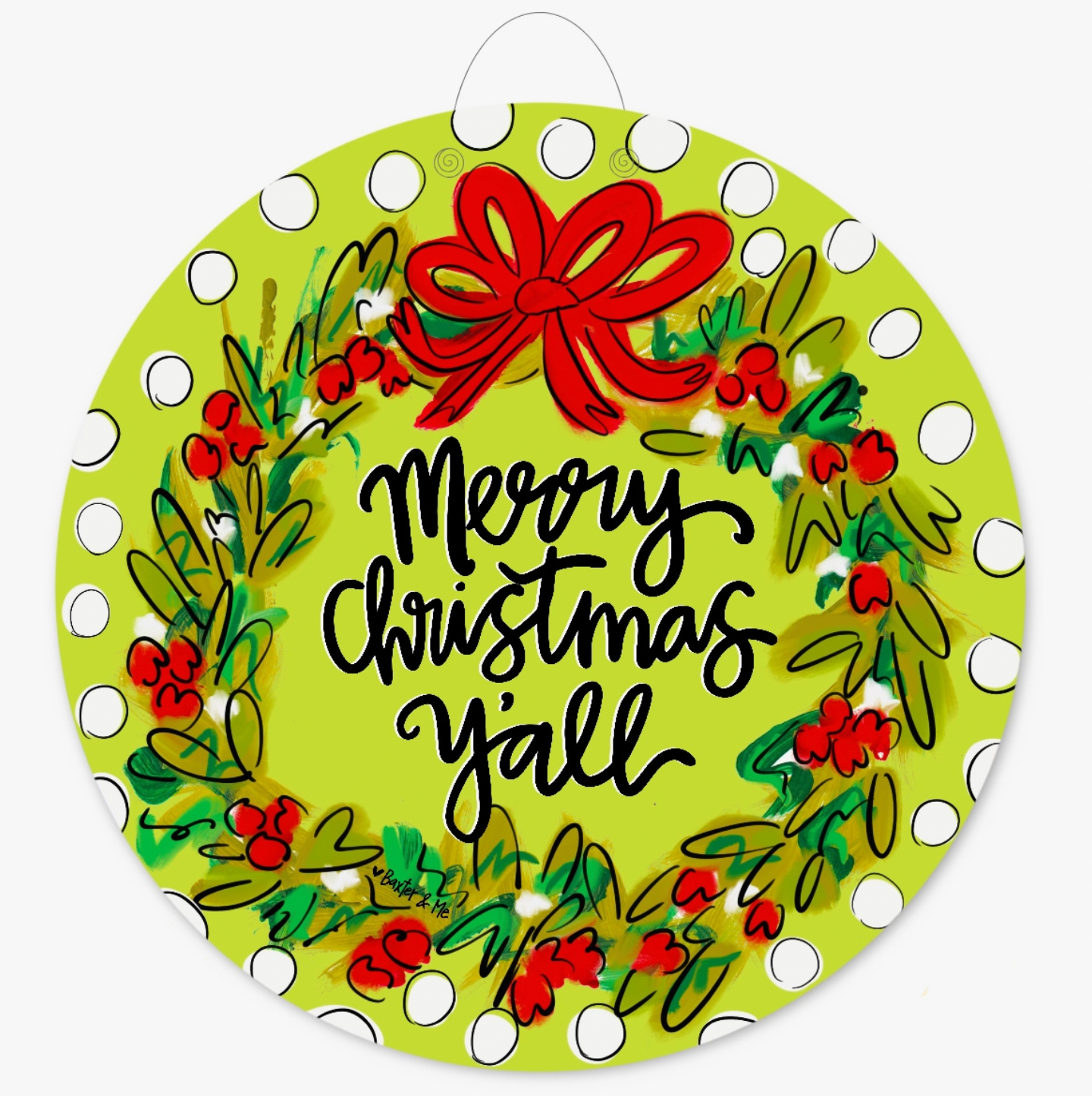 Merry Christmas Y'all Wreath Door Hanger