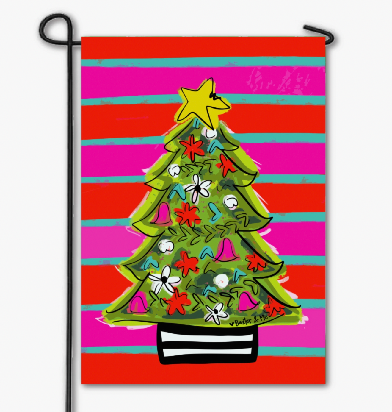 Funky Red Pink Tree Garden Flag