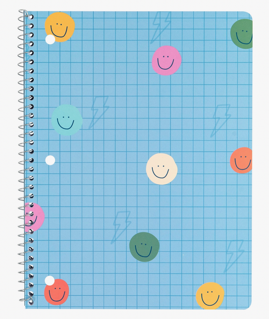 Smiley Grid Spiral Notebook